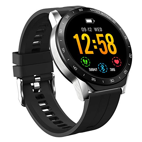 HAOQIN Smart Watch Fitness Tracker HaoWatch VS1 1.3"Pantalla táctil Completa IP67 Impermeable con Monitor de frecuencia cardíaca Teléfonos compatibles con iPhone y Android Plata
