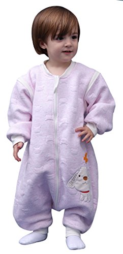 Happy Cherry - Saco de Dormir para Bebés con Pies Mono Entero Pijama de Algodón Suave para Invierno Otoño - Rosa - 6-18 Meses