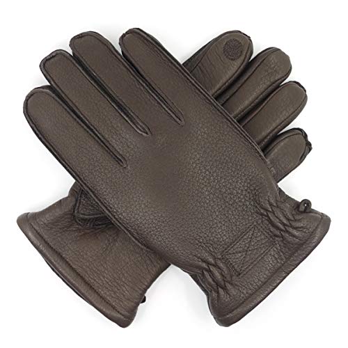 Harssidanzar Hombres Guantes De Cuero De Piel De Venado Forro De Vellón, Marrón, M Harssidanzar Hombres Guantes De Cuero De Piel De Venado Forro De Vellón, Marrón, M