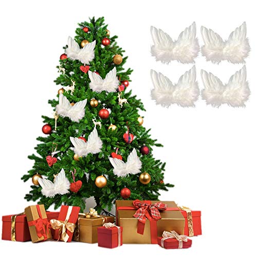 HCHD 10pcs DIY Mini Blanco ala de la Pluma de Navidad Decoración de Navidad árbol del ahorcado del ala del ángel de Decoraciones del Año Nuevo Inicio Adornos de Juguete