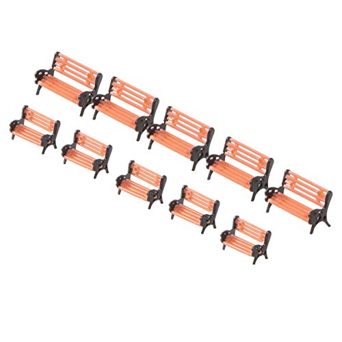Healifty - Lote de 10 balancines en miniatura, modelo mini parque bancs 1:50 y 1: 100 escaleras para hada, jardín, modelo tren paisaje ferroviario, puesta en casa, de muñecas