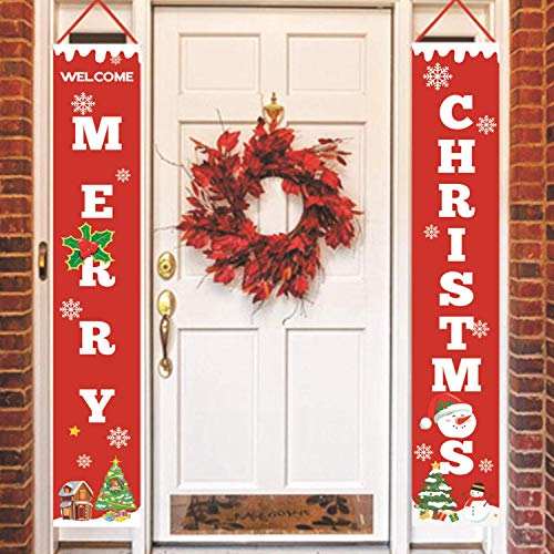 Heekpek - 2 piezas de bienvenida, buena Navidad, portero para puerta de Navidad, decoración de Navidad, exterior, interior
