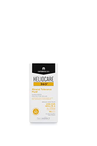 Heliocare 360º Mineral Tolerance Fluid SPF 50 - Crema Solar Facial, Fotoprotector Avanzado, Textura Ligera, Sin Efecto Blanqueante, Filtros 100% Minerales, 50ml Heliocare 360º Mineral Tolerance Fluid SPF 50 - Crema Solar Facial, Fotoprotector Avanzado, Textura Ligera, Sin Efecto Blanqueante, Filtros 100% Minerales, 50ml