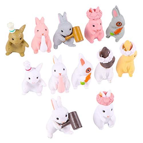 Hemoton - Lote de 12 figuras de conejo en miniatura para decoración de jardín de hadas o jardín Hemoton - Lote de 12 figuras de conejo en miniatura para decoración de jardín de hadas o jardín