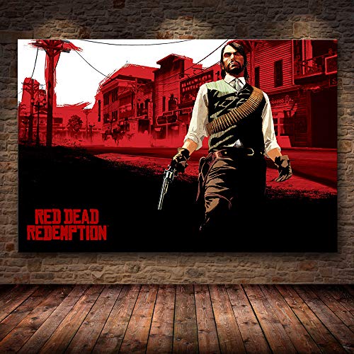 H/F Juego Clásico Red Dead Redemption 2" HD Art Canvas Poster DIY Estilo Nórdico Home Bar Cafe Decoración Mural Pintura Al Óleo Sin Marco50X60Cm 6789L