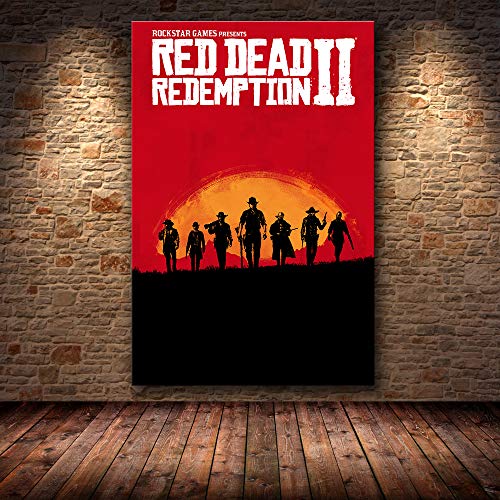 H/F Juego Clásico Red Dead Redemption 2" HD Art Canvas Poster DIY Estilo Nórdico Home Bar Cafe Decoración Mural Pintura Al Óleo Sin Marco50X60Cm 6804L