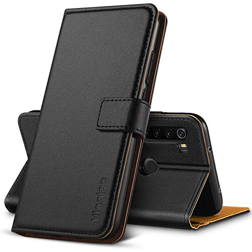 Hianjoo Funda Compatible con Xiaomi Redmi Note 8T, Suave PU Cuero Carcasa con Flip Case Cover, Cierre Magnético, Función de Soporte, Billetera con Tapa Tarjetas Compatible con Redmi Note 8T, Negro