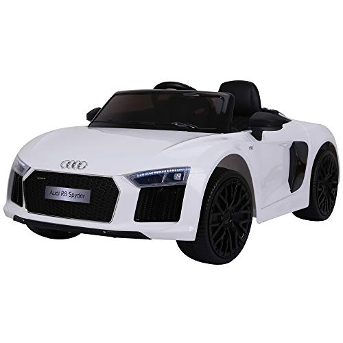 HOMCOM Coche Eléctrico para Niño Mayores de 3 años Audi R8 con Mando a Distancia MP3 USB Luces y Sonidos Apertura de Puerta 123x71x49cm Carga 30kg