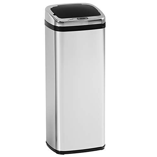 HOMCOM Papelera 40L Cubo Basura 33x25x84cm Sensor Detector Movimiento Automatico Acero HOMCOM Papelera 40L Cubo Basura 33x25x84cm Sensor Detector Movimiento Automatico Acero