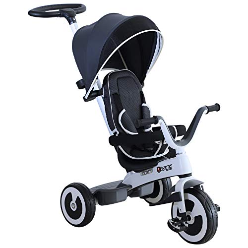 HOMCOM Triciclo Bebé Plegable 4 en 1 Trolley Trike Bicicletas para Niños +18 Mes Evolutivo Capota Barra Desmontable Control Parental Juguete Aprendizaje HOMCOM Triciclo Bebé Plegable 4 en 1 Trolley Trike Bicicletas para Niños +18 Mes Evolutivo Capota Barra Desmontable Control Parental Juguete Aprendizaje