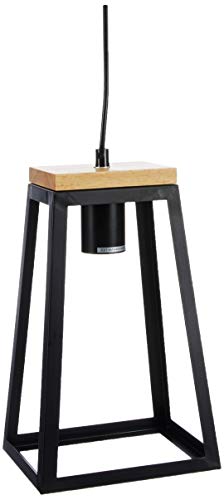 Homemania HOMPT_0007 - Lámpara de techo Isidora, lámpara de techo, color negro, madera de metal, madera, 17 x 14 x 148 cm, 1 x E27, máx. 40 W