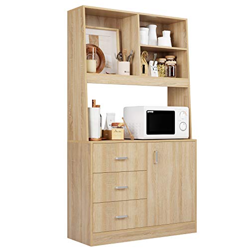 Homfa Aparador Buffet Armario Almacenaje Alto Mueble Auxiliar Cocina para Salón con Estante de Almacenaje de 2 Niveles 1 Puerta 3 Cajones Roble 100x38x171cm Homfa Aparador Buffet Armario Almacenaje Alto Mueble Auxiliar Cocina para Salón con Estante de Almacenaje de 2 Niveles 1 Puerta 3 Cajones Roble 100x38x171cm