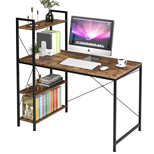 Homfa Mesa Escritorio Mesa Ordenador Escritorio de Computadora para Oficina Despacho Estudio con 3 Estantes Patas de Metal Pies Ajustables Estilo Industrial Vintage 120x60x120cm Homfa Mesa Escritorio Mesa Ordenador Escritorio de Computadora para Oficina Despacho Estudio con 3 Estantes Patas de Metal Pies Ajustables Estilo Industrial Vintage 120x60x120cm