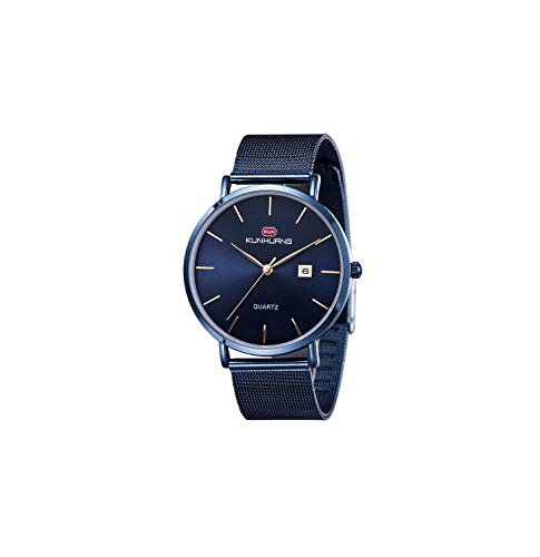 HONHAN Reloj de pulsera de acero inoxidable con mecanismo de cuarzo inoxidable, modelo 1004, resistente al agua, con reloj de pulsera de negocios de moda para damas y caballeros.