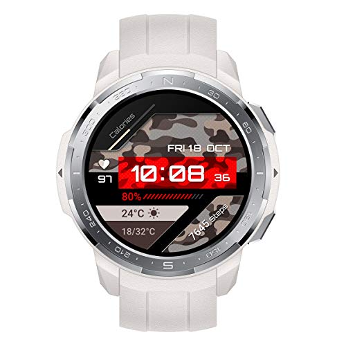 HONOR Watch GS Pro - GPS Multideporte Smartwatch con Cuerpo Resistente y Resistente, 48mm, 25-Día Batería duración, AMOLED de 1,39 Pulgadas, frecuencia cardíaca, IP68 para Hombre Mujer (Blanco)