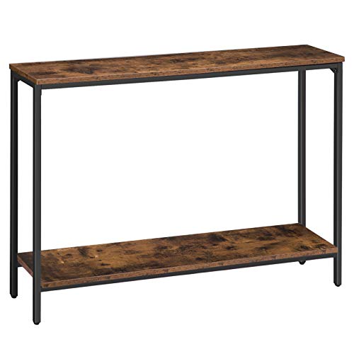 HOOBRO Mesa Consola, Mesa Aparador, Mesa de Sofá, Mesa de Estilo Industrial y Paneles Laminados de 120 cm, para Pasillo, Entrada, Sala de Estar, Fácil Montaje, Marrón Vintage EBF20XG01