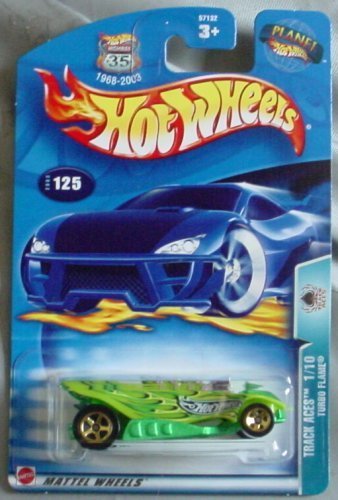 Hot Wheels 2003 Track Aces Turbo Flame 1/10 #125 Green 1:64 Scale