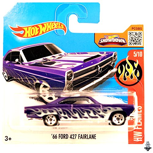 Hot Wheels 2016 HW Flames '66 FORD 427 FAIRLANE 1:64 Scale Collectible Die Cast Metal Toy Car Model #5/10 on International Short Card by ford 427 fairlane