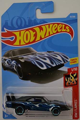 Hot Wheels '69 Dodge Charger Daytona Black 2018 HW Flames Series 1:64 Scale Collectible Die Cast Model Car