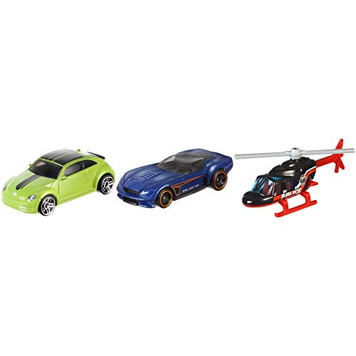 Hot Wheels Pack de 3 vehículos, coches de juguete (modelos surtidos) (Mattel K590)