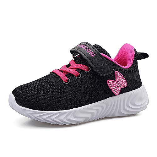 Hoylson Zapatillas y Deportivas de Deporte para Niños Bambas Niña Cómodas Ligeras Zapatos (32 EU, Negro-5)