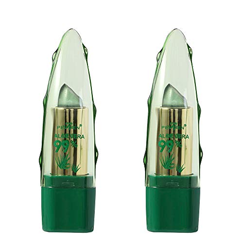 HPZHANG Lápiz Labial de Aloe Vera Que Cambia de Color, Labios Que cambian de Color con Temperatura, Brillo de Labios nutritivo de Larga duración con Aloe Vera 2pcs