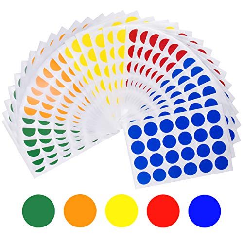 HQdeal 2cm Pegatinas Redondas Colores, 30 Hojas Etiquetas Adhesivo, 6 Colores Pegatinas Círculo Etiquetas Autoadhesivo para Oficina, 720pcs