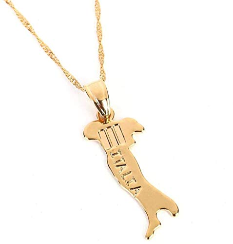 huangxuanchen co.,ltd Collar Map of Italy Pendant Necklace For Women Girl Gold Color Jewelry Italia Map Italy