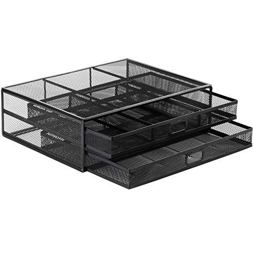 HUANUO Soporte para Monitor 2 Cajones de Almacenamiento - Organizadores de Escritorio de Malla Metálica, Soporte para Computadora Portátil, Computadora Portátil, PC, Impresora, Escáne, MAX.15 kg HUANUO Soporte para Monitor 2 Cajones de Almacenamiento - Organizadores de Escritorio de Malla Metálica, Soporte para Computadora Portátil, Computadora Portátil, PC, Impresora, Escáne, MAX.15 kg