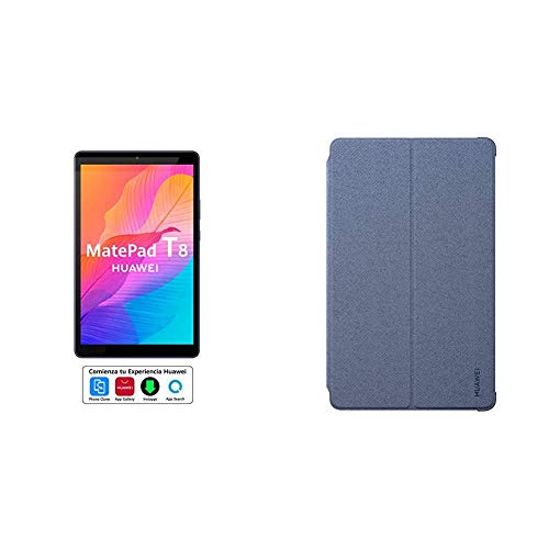 HUAWEI MatePad T8 - Tablet de 8" HD (WiFi, RAM de 2GB, ROM de 16GB, procesador Octa-Core, Diseñada para Sus Hijos, Sistema Operativo EMUI 10.0.1) Gris + Funda con Tapa para Huawei MatePad T8, Gris