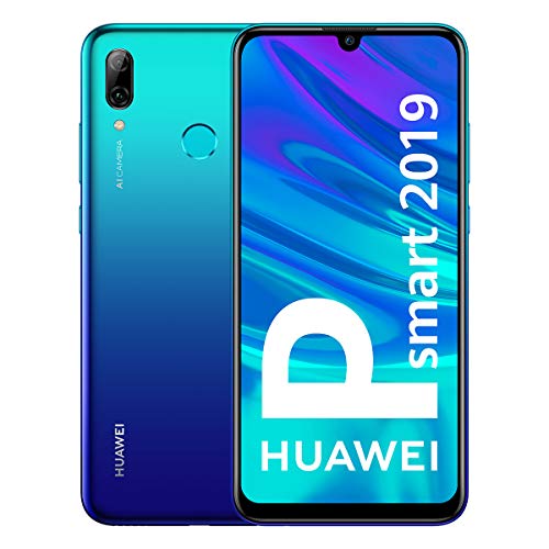 Huawei P Smart 2019 - Smartphone de 6.2", 3 GB RAM, 64 GB, 13 MP + 2 MP, Dual SIM, Funda incluida, Color Azul