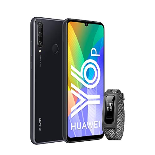 HUAWEI Y6p - Smartphone con Pantalla de 6.3" (3 GB RAM+64 GB ROM, Procesador Octa-Core, Triple cámara de 13MP, Lente Ultra Gran Angular, Batería de 5000 mAh) Negro + Band 4e Grey