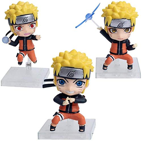 Huhu Naruto 3 Q Edition Cute Naruto Uzumaki Figura de acción D animación Modelo de Personaje decoración Estatua