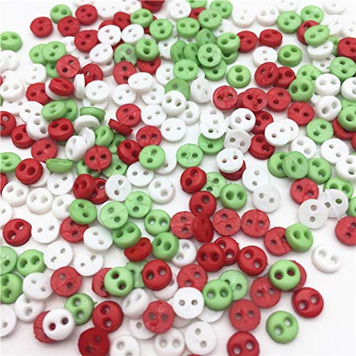 HUIJUNWENTI 250pcs 4 mm Ronda 2 pequeños Agujeros muñeca Ropa Botones de Costura Hecha a Mano DIY Flatback botón litografías en Colores Pastel Brillante de Navidad (Color : Christmas Mix)