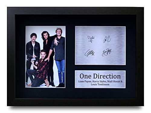 HWC Trading One Direction A4 Enmarcado Regalo De Visualización De Fotos De Impresión De Imagen Impresa Autógrafo Firmado Por Harry Styles Louis Tomlinson Liam Payne Niall Horan Aficionados A La Música