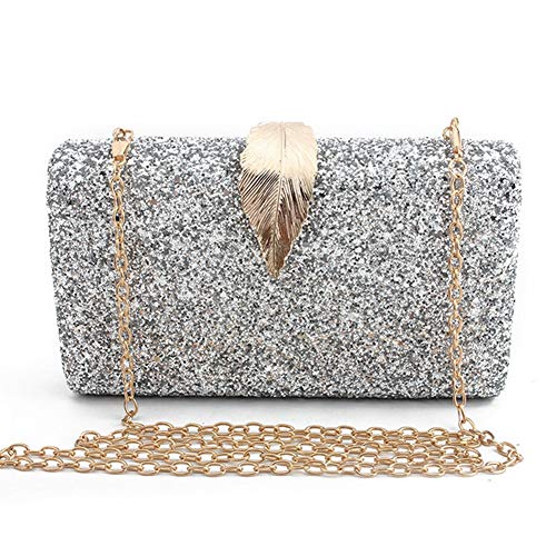 HYwot Mini Bolso de Noche para Mujeres, Bolso de Mano con Purpurina y Bolso de Hombro con Purpurina y Correa de Cadena para Fiesta/Boda/Baile de graduación,Silver HYwot Mini Bolso de Noche para Mujeres, Bolso de Mano con Purpurina y Bolso de Hombro con Purpurina y Correa de Cadena para Fiesta/Boda/Baile de graduación,Silver