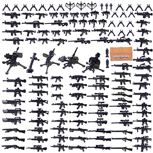 HYZM Armas Militares Juguete, 96 Piezas Militares de Juguete Caja de Armas y Arma Set para Minifiguras Policía Soldados SWAT, Compatible con Lego