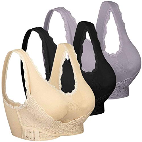 iClosam Sujetador Deportivo Encaje Mujer（1/2/3pack） Bra con Almohadillas Extraíbles para Yoga/Fitness/Ejercicio/USA de Diaria