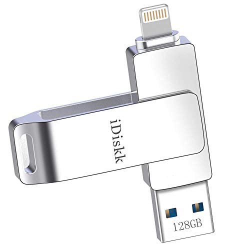 iDiskk [Certificación MFi] Unidad Flash USB de 128 GB para iPhone Photo Stick para iPad Pendrive Memory Stick para iPhone Compatible con iPad iOS14 Mac y PC Almacenamiento en iPhone