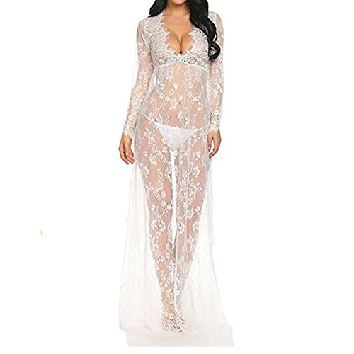 iMixCity Vestido de Noche de Las Mujeres Embarazadas Cuello en V Profundo Manga Larga Ver a través del Vestido de Encaje Maxi Vestido de Playa Vestido de Maternidad Sexy Disparar Vestido (M, Blanco) iMixCity Vestido de Noche de Las Mujeres Embarazadas Cuello en V Profundo Manga Larga Ver a través del Vestido de Encaje Maxi Vestido de Playa Vestido de Maternidad Sexy Disparar Vestido (M, Blanco)