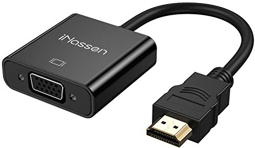 iNassen - Adaptador HDMI a VGA, convertidor de HDMI a VGA (Macho a Hembra) 1080P HDTV para Ordenador, Ordenador portátil, PC, Monitor, proyector, HDTV, Chromebook, Raspberry Pi, Xbox y más Blanco