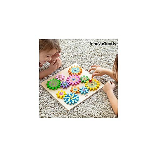 InnovaGoods- Juego de Engranajes de Madera Engenius 12 Piezas (IGS IG815240)