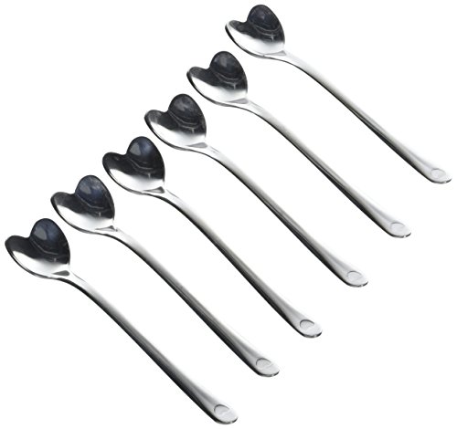 Inoxriv - Juego de 12 cucharillas ‘’Happy Hour’’ con Forma de corazón. Material: Acero Inoxidable