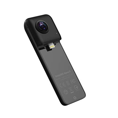 Insta360 Nano S - Videocámara 3D VR Compacta, Cámara HD 4K 360°, Foto de 20 Megapíxeles, Compatible con iPhone X/8/7/6 Series, Estabilización Integrada, Micrófono Integrado, con Lightning - Negro