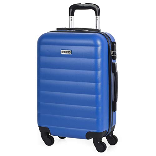 ITACA - Maleta Cabina de Viaje rígida 4 Ruedas Trolley 55 cm abs. Equipaje de Mano. pequeña cómoda Ligera y Bonita. Low Cost ryanair Precio. 71250, Color Azul