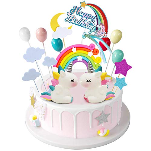iZoeL Unicornio Decoración de Tartas Cumpleaños Happy Birthday Banderines Globos Arcoiris Estrella Cake Topper Decorar Tartas Infantiles Niñas iZoeL Unicornio Decoración de Tartas Cumpleaños Happy Birthday Banderines Globos Arcoiris Estrella Cake Topper Decorar Tartas Infantiles Niñas
