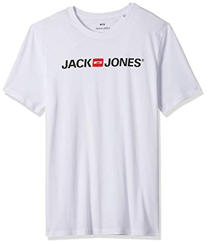 Jack & Jones Jjecorp Logo tee SS Crew Neck Noos Camiseta, Blanco (White Detail: Slim Fit), Small para Hombre