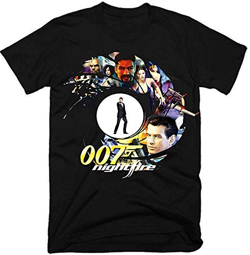 James Bond,007 NIGHTFIRE, Película,100% algodón,Camiseta para hombre Negro Negro ( 3XL