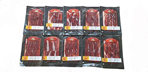 Jamón Ibérico Curado y Cortado en Lonchas al Vacío (Pack 10x100g) | Jamón de Pata Negra Deshuesado y Loncheado | Cerdos Criados en la Dehesa Extremeña al Aire Libre con Bellotas | Calidad Suprema