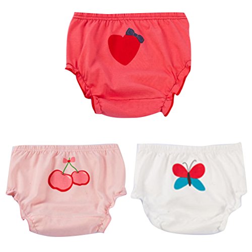 JEELINBORE Ropa Interior para Bebés Niña Braguitas Pantis Volantes Pantalones Bombachos, 3 Piezas | para 1-5 años (Estilo1 Mariposa(3PCS), 90)